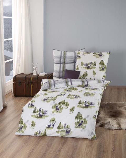 Flanelové vianočné posteľné návliečky Deer Season Khaki