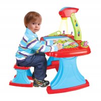 Detská obojstranná tabuľa s projektorom a stoličkou Baby Mix + príslušenstvo 93 ks