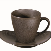 Hrnček s uchom CUBA MARONE s podšálkou 0.25L z keramiky v matnej tmavo hnedej farbe, ASA Selection