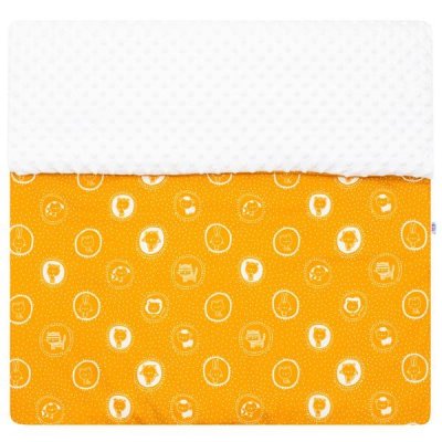 Detská deka z Minky s výplňou New Baby Zvieratká horčicová 70x100 cm