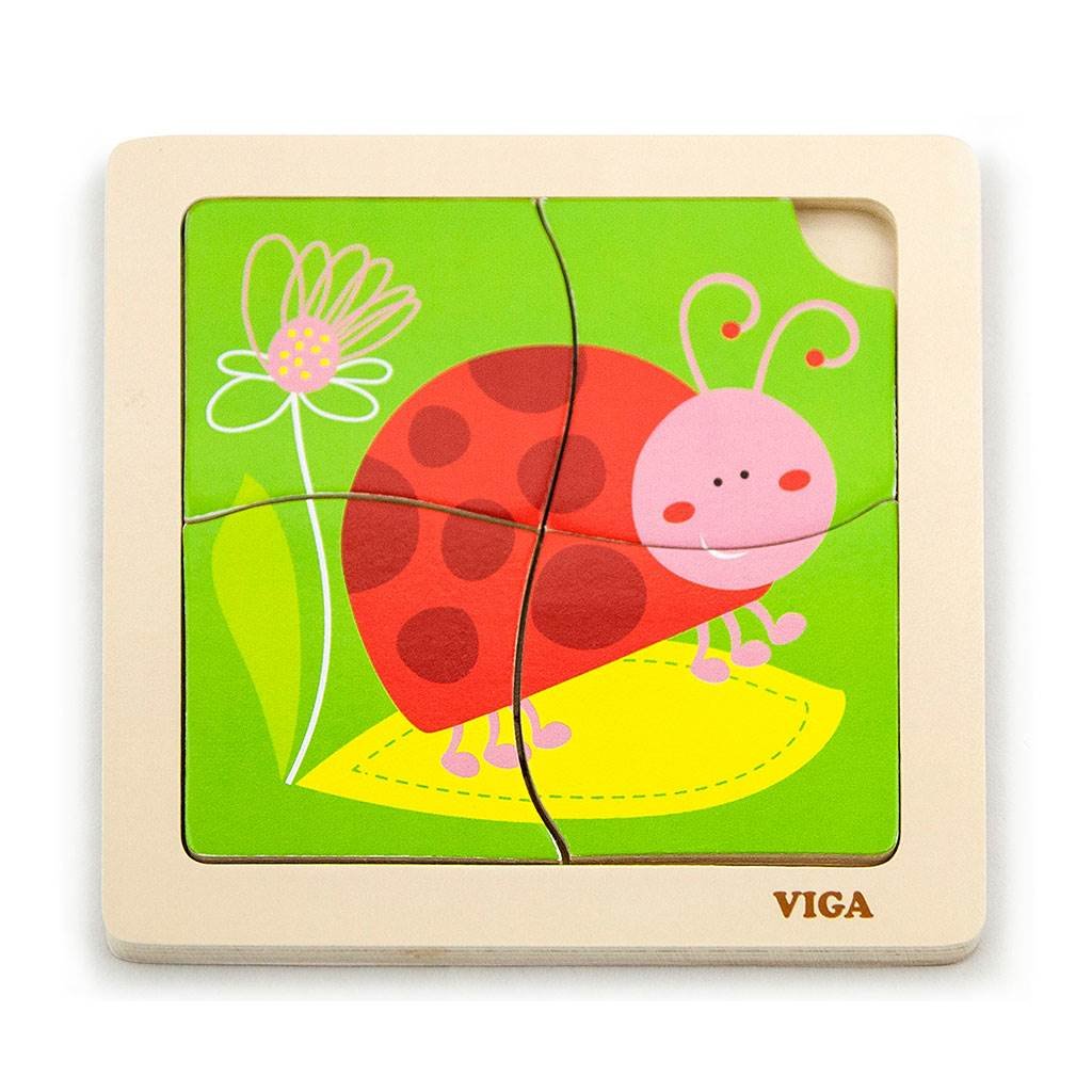 Drevené puzzle pre najmenších Viga 4 ks Lienka