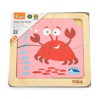 Drevené puzzle pre najmenších Viga 4 ks Krab