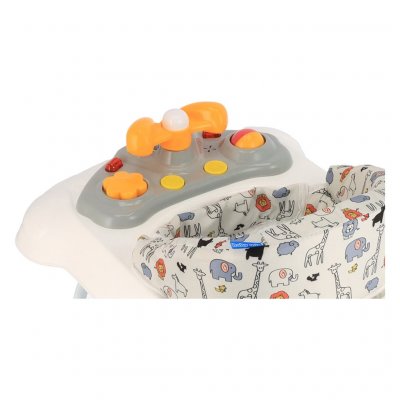 Detské chodítko Baby Mix s volantom a silikónovými kolieskami sivé