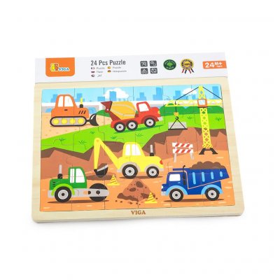 Detské drevené puzzle Viga Stavba