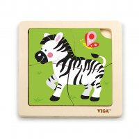 Drevené puzzle pre najmenších Viga 4 ks Zebra