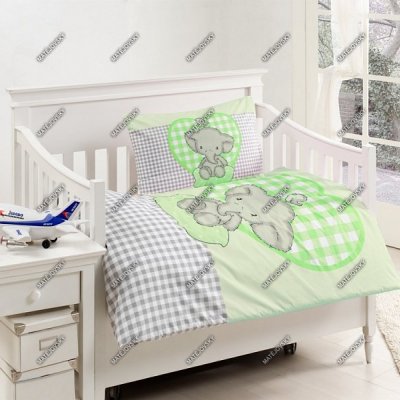 Návliečky do postieľky SLONÍČA ZELENÉ