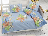 Bavlnené návliečky do postieľky ZVIERATKÁ MODRÉ